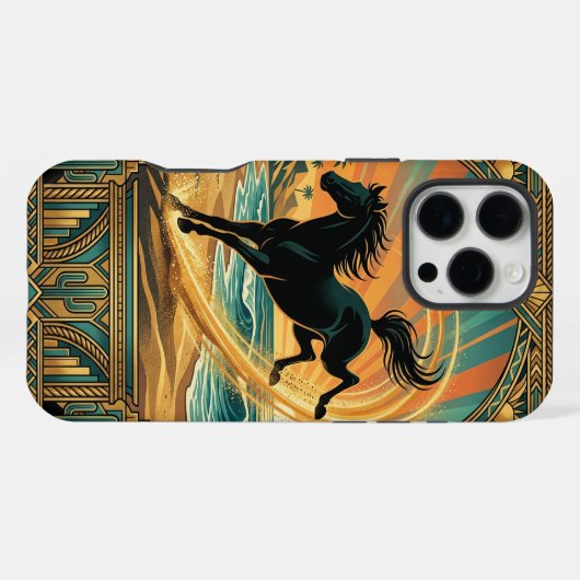 iPhone 16 Pro Max Case ,Wild Black Horse Freedom  iPhoneケース (裏面横)