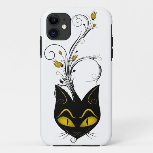 iPhone 5のやっとそこに場合の黒猫の黄色の花 Case-Mate iPhoneケース (裏面)