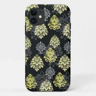 iPhone 5の場合シトロンおよび黒のダマスク織 11 ケース