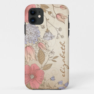 iPhone 5の箱が紫色ヴィンテージによっておよび赤は開花します 11 ケース