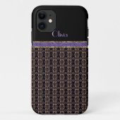 iPhone 5の黒い金ゴールドの紫色の網の上敷のモノグラム Case-Mate iPhoneケース (裏面)