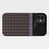 iPhone 5の黒い金ゴールドの紫色の網の上敷のモノグラム Case-Mate iPhoneケース (裏面(横))