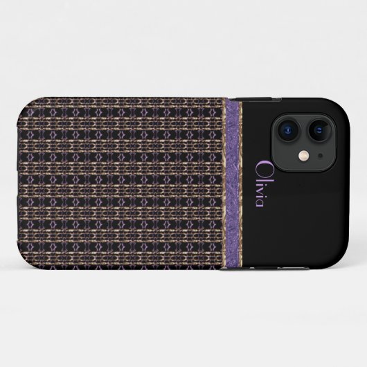 iPhone 5の黒い金ゴールドの紫色の網の上敷のモノグラム Case-Mate iPhoneケース (裏面(横))