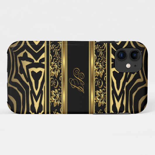 iPhone 5または4モダン金ゴールド黒 Case-Mate iPhoneケース (裏面(横))