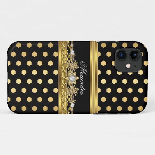 iPhone 5エレガント金ゴールド白黒水玉模様 Case-Mate iPhoneケース (裏面(横))