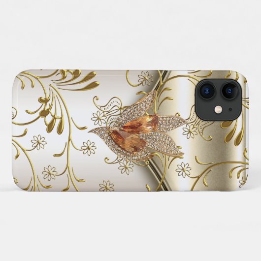 iPhone 5ダマスクカラメルクリームベージュ金ゴールドアンバー Case-Mate iPhoneケース (裏面(横))