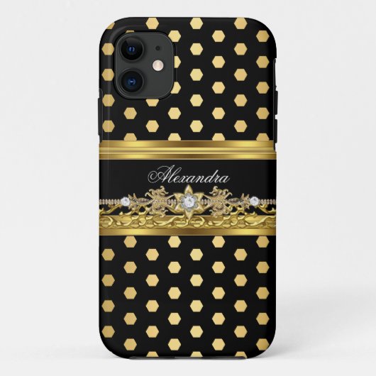iPhone 5 エレガント ゴールド ブラック ホワイト 水玉 Case-Mate iPhoneケース (裏面)