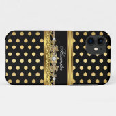 iPhone 5 エレガント ゴールド ブラック ホワイト 水玉 Case-Mate iPhoneケース (裏面(横))