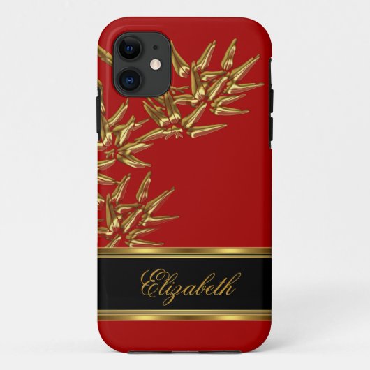iPhone 5 エレガント シック アジアン 竹 赤 ゴールド Case-Mate iPhoneケース (裏面)