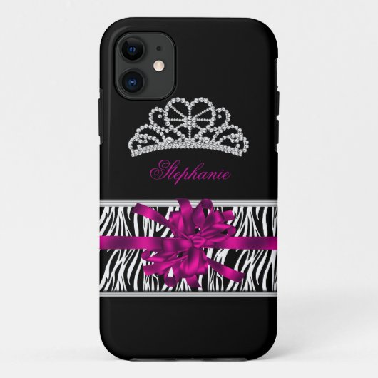 iPhone 5 プリンセス シルバー ティアラ ピンク ゼブラ Case-Mate iPhoneケース (裏面)
