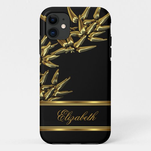 iPhone 5 高級感のあるアジアン竹モチーフ ブラック ゴールド Case-Mate iPhoneケース (裏面)
