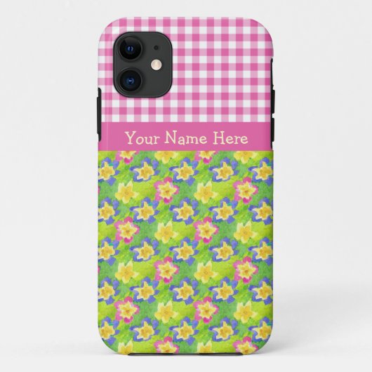 iPhone 5/5sケースのパーソナライズ: Primroses Gingham Case-Mate iPhoneケース (裏面)