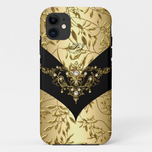 iPhone 5 Case-Mate クリームゴールド ダマスク ブラック iPhoneケース (裏面)