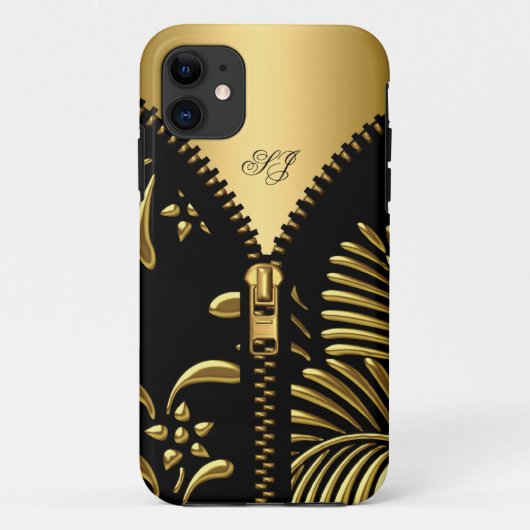 iPhone 5 Case-Mate ゴールド ダマスク ブラックジッパー iPhoneケース (裏面)
