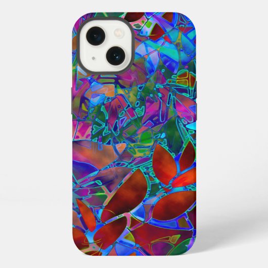 iPhone 6 ケース 丈夫な花柄のステンドグラス (裏面)