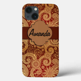 iPhone 6，タフXtremeモノグラムケースブラウン渦巻き旋回 iPhone 13ケース