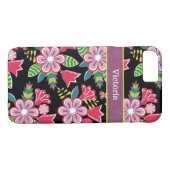 iPhone 7の場合によって|は|の黒いピンクの藤色が開花します Case-Mate iPhoneケース (裏面(横))