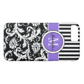 iPhone 7の場合|のダマスク織|は|の紫色2を縞で飾ります Case-Mate iPhoneケース (裏面(横))