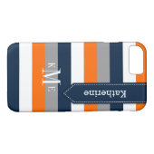 iPhone 7の場合|は、オレンジの|を海軍灰色縞で飾ります Case-Mate iPhoneケース (裏面(横))