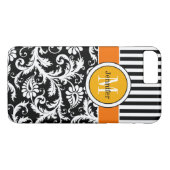 iPhone 7ケース |ダマスク、ストライプ |オレンジ色の金ゴールド Case-Mate iPhoneケース (裏面(横))