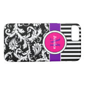 iPhone 7ケース |ダマスク |ストライプ |ピンク3 Case-Mate iPhoneケース (裏面(横))