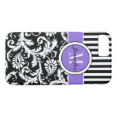 iPhone 7ケース |ダマスク |ストライプ |紫2 Case-Mate iPhoneケース (裏面(横))