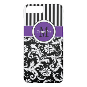 iPhone 7ケース ダマスク ストライプ 紫 8 Plus/7 Plusケース