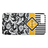 iPhone 7ケース |ダマスク、ストライプ |黄色2 Case-Mate iPhoneケース (裏面(横))