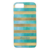 iPhone 7ケース |金フェイク箔ストライプ水彩2 Case-Mate iPhoneケース (裏面)