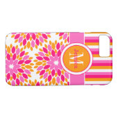 iPhone 7 ケース |フローラストライプ, |ピンク、オレンジ Case-Mate iPhoneケース (裏面(横))