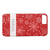 iPhone 7 ケース |雪片 |赤と白 | Case-Mate iPhoneケース (裏面(横))