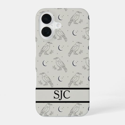  iPhone Case - Raven & Moon Pattern 16ケース (裏面)