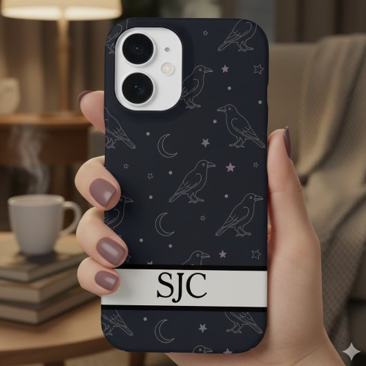  iPhone Case - Raven & Moon Pattern iPhone 16ケース
