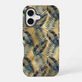 iPhone Gold Blue Palm Leaf Phone Case 16ケース (裏面)