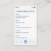 iPhone iOSスタイル-シンプル汎用モノクロ 名刺 (裏面)