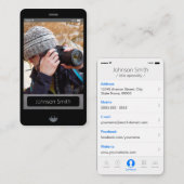 iPhone iOSスタイル – 個人用フォトプロファイル 名刺 (正面/裏面)