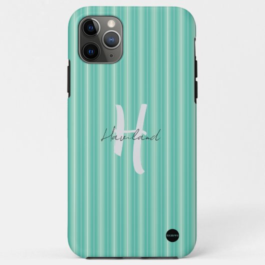 iPhone / iPadケースアクアグリーンストライプ Case-Mate iPhoneケース (裏面)