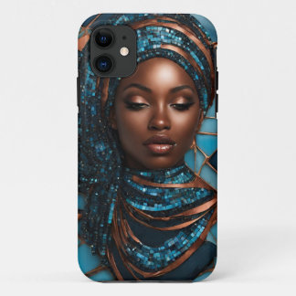 iPhone / iPadケース女性ブルー銅モサイア 11 ケース