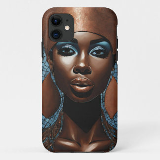 iPhone / iPadケース女性モザイク銅青 11 ケース