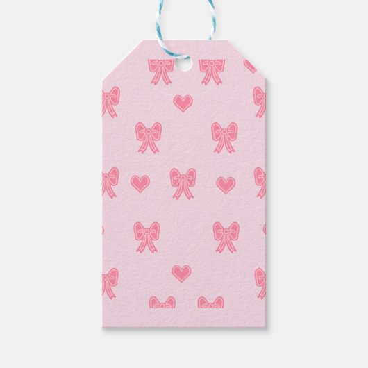 iPhone / iPadケース かわいいピンクのリボンとハート Coque ギフトタグ (正面)