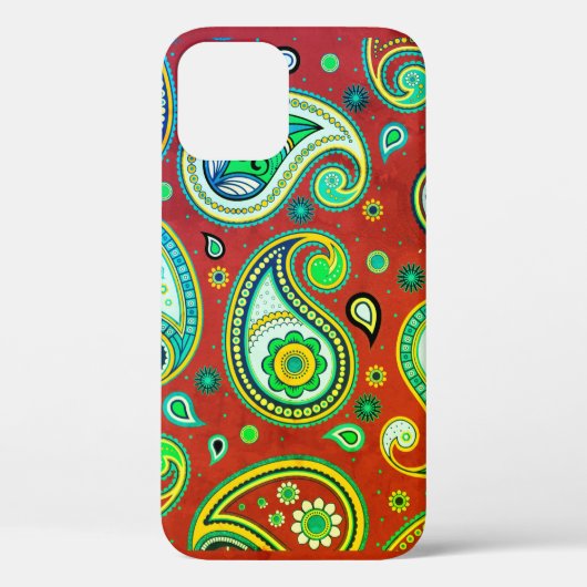 iPhone / iPadケース パイズリーレッドグリーン Case-Mate iPhoneケース (裏面)