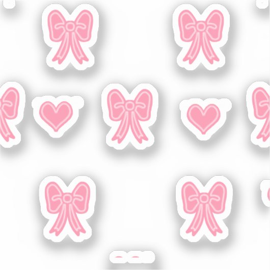 iPhone / iPad case Cute Pink Bows and Hearts Coque シール (正面)