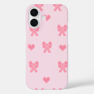 iPhone / iPad case Cute Pink Bows and Hearts Coque iPhone 16ケース