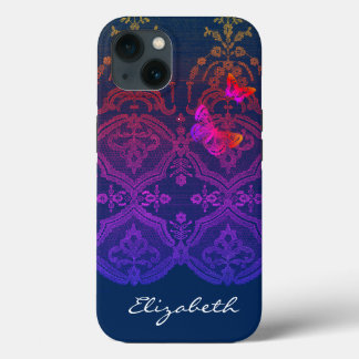 iPhone / iPad case DIY NAME ANTIQUE LACE IN GREY iPhone 13ケース