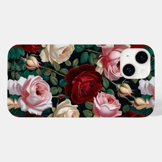 iPhone / iPad case red-white &pink roses Case-Mate iPhoneケース (裏面 (横))