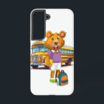 iPhone / iPad case Samsung Galaxy S22ケース<br><div class="desc">A cheerful cartoon bear is all set for the first day of school! Dressed in a purple shirt and white shorts, the bear holds a notebook and stands proudly in front of a classic yellow school bus. With a colorful backpack and a big smile, this lovable character is ready to...</div>