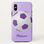 iPhone Xの場合、サッカーボール、パーソナライズな紫色 Case-Mate iPhoneケース (裏面)