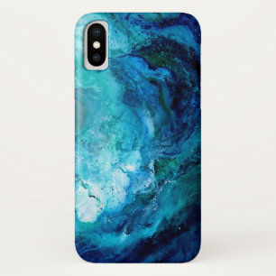 Iphone Xの場合、青い海洋波 X ケース