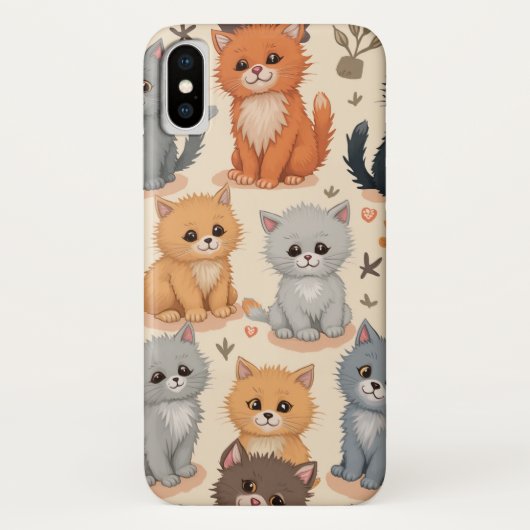 iPhone Xケースかわいい子猫パターンフォンケース Case-Mate iPhoneケース (裏面)