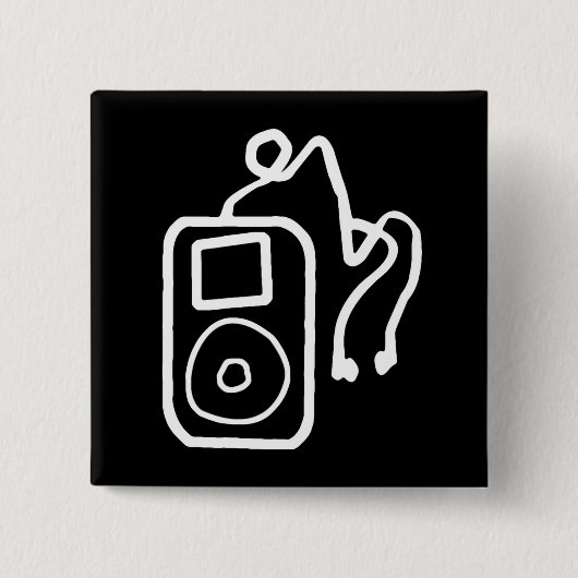 iPod引き分けの黒いボタン 缶バッジ (正面)